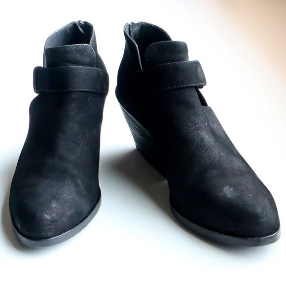 Eileen Fisher Black Nubuck Leather Almond Toe Block Heel Ankle Boots Booties 7.5 - Picture 4 of 16